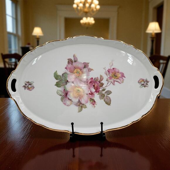 Schumann Arzberg Briar Rose 16" Oval Platter w/ Handles Bavaria Germany 1950s - Picture 1 of 10